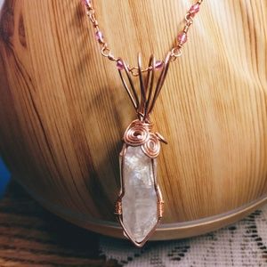 Wire Wrapped Rose Quartz Necklace